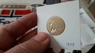 Gold 5 Dollars 1909 Indian Head