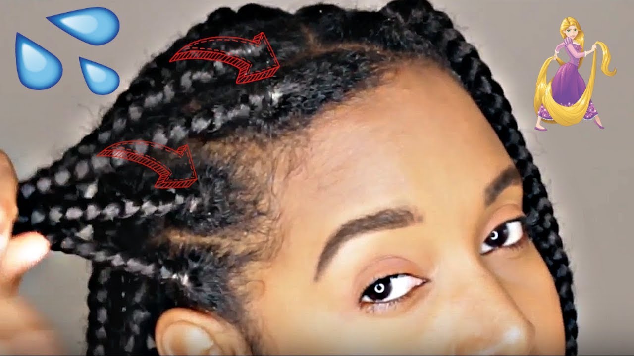 How To Grow Natural Hair In Box Braids Protective Styles Youtube