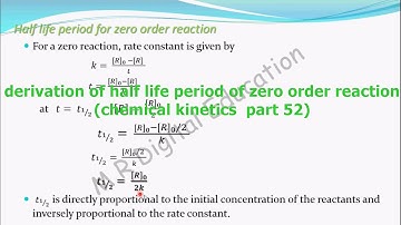 Derivation of  Half life period of Zero order reaction(chemical kinetics part 52 CBSE class 12,JEE
