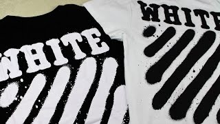 How To Fake Off White | Real vs Replica Off White Diagonal Spray T- Shirt - YouTube