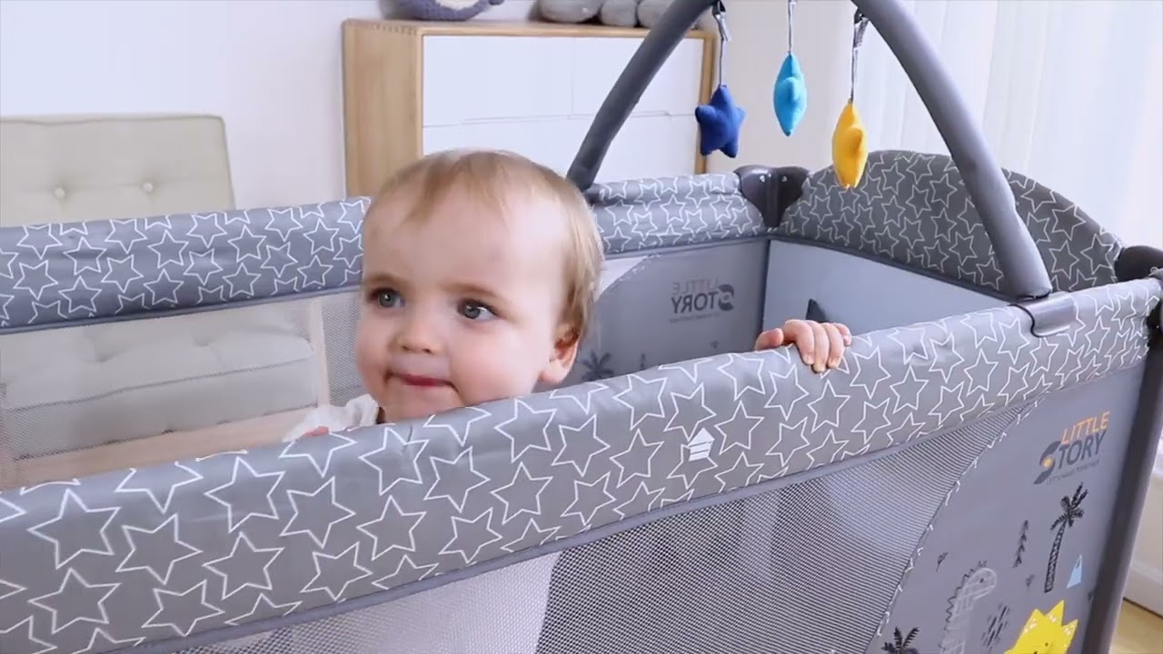 Little Story Foldable 2-in-1 Cot & Playard with Changing