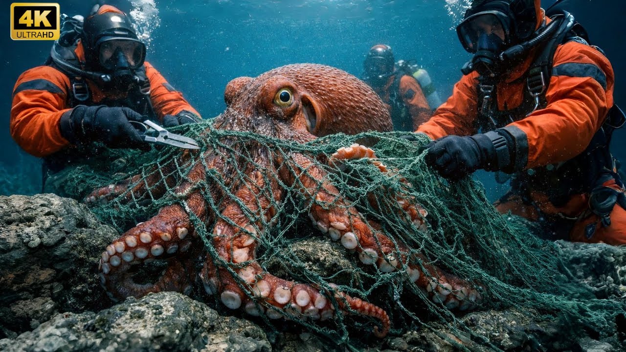 We Found a Giant Octopus Completely Trapped Under a Ghost Net