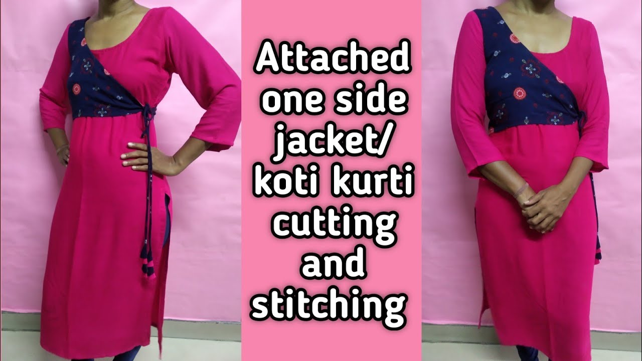 how to make designer long attached koti / jacket style kurti || cutting and  stitching || very easy - YouTube