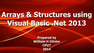 Arrays and Structures using Visual Basic 2013