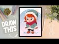 Drawing a cute winter character in procreate  stepbystep tutorial