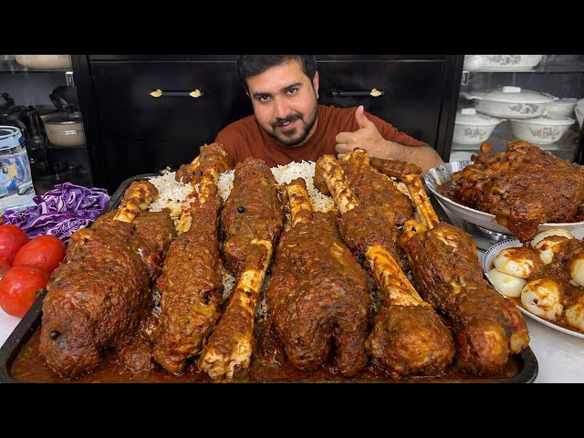 ULTIMATE Massive Mutton Leg Feast with Rice & Eggs | Big Meat Eating ASMR | Desi Food Mukbang