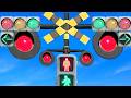 【電車】おもしろい踏切 信号 Funny railroad crossings and trains 矢印信号機付回転式踏切