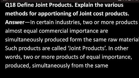 Joint Products, various methods for apportioning of joint cost products #costmanagement #bcom #exam