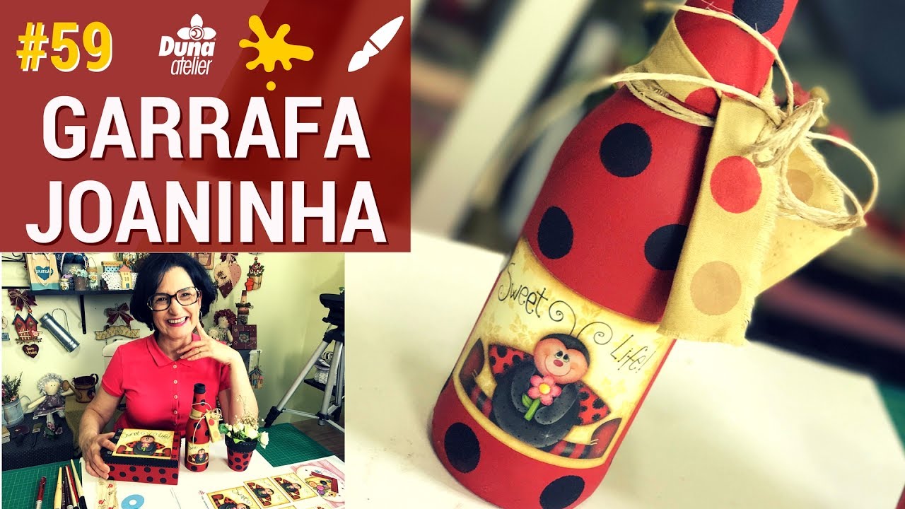 COMO PINTAR GARRAFA JOANINHA: DECOUPAGE E PINTURA COUNTRY | Pintando Com o ❤ #59 | TÂNIA MARQUATO