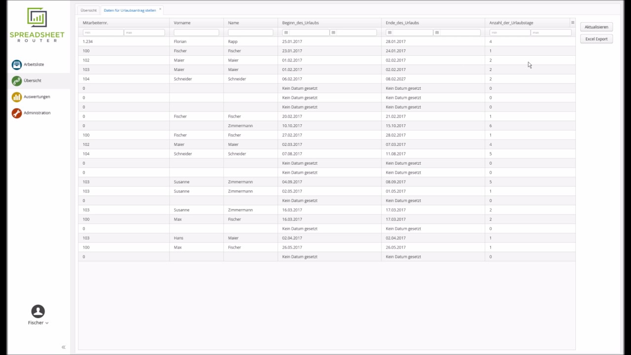 Youtube Video: Spreadsheet Router Tutorial: Daten nach Excel exportieren