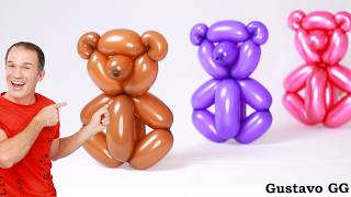 BALLOON ANIMALS FOR BEGINNERS 😊👍 balloon bear - How to make balloon animals - Gustavo gg