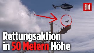 Aus 50 Metern Höhe Feuerwehr Rettet Bewusstlosen Kranführer Mit Helikopter