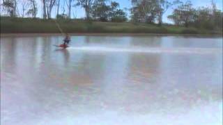 Kneeboarding on the Murray River with a few stacks