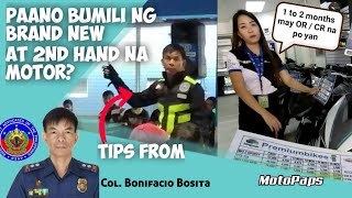 TIPS: PAANO BUMILI NG BRAND NEW AT 2ND HAND NA MOTORSIKLO | RSAP Col. Bonifacio Bosita | Motopaps