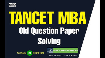 TANCET MBA Exam Old Question Paper Solving | TANCET MBA Previous Year Question Solution