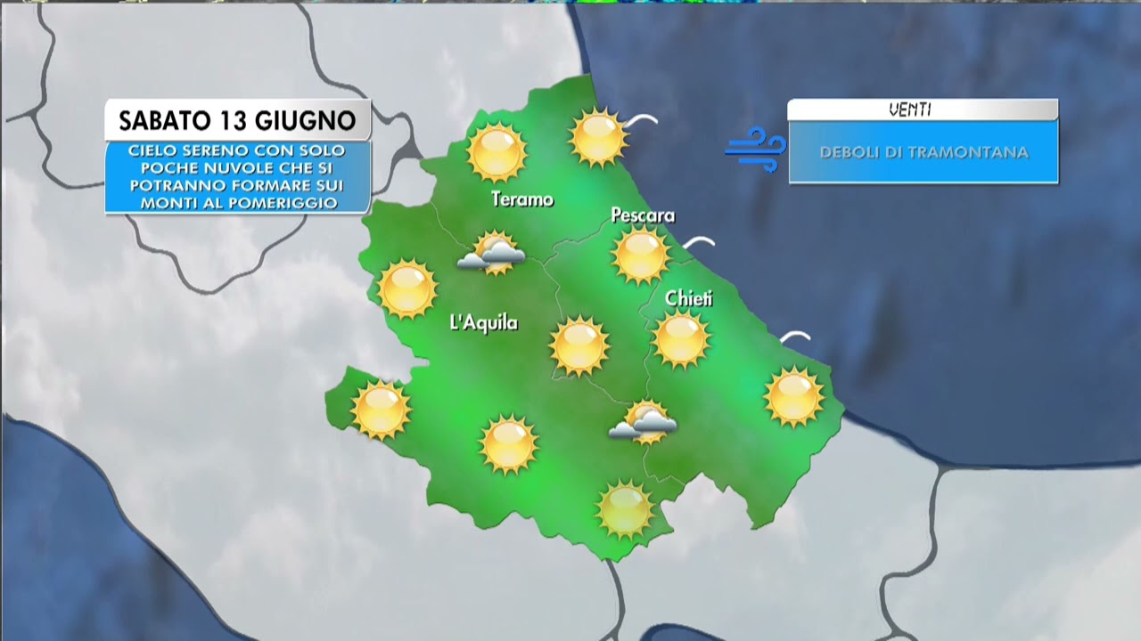 Meteo | Previsioni per Sabato 13 Giugno 2026