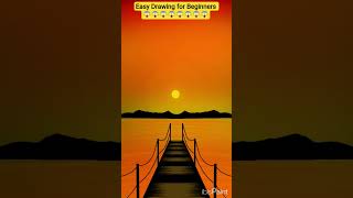 Easy Drawing for Beginners|| Sunset Silhouette || #short #sunset #silhouette