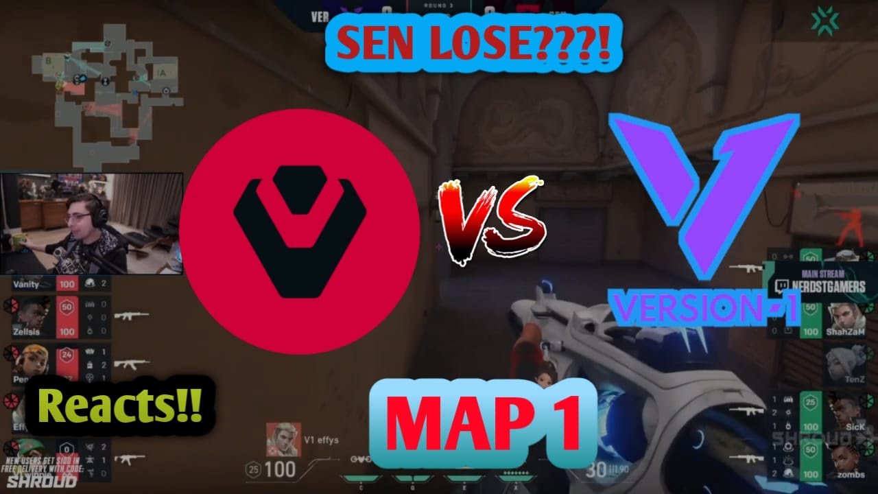 Shroud Reacts to SEN  Vs  VERSION1  !!! MAP 1 !! LOSER TO LOWER BRACKET!