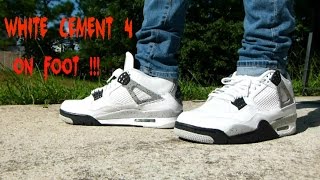hormigón equilibrado Existencia Air Jordan 4 "White Cement" On Foot!!! - YouTube