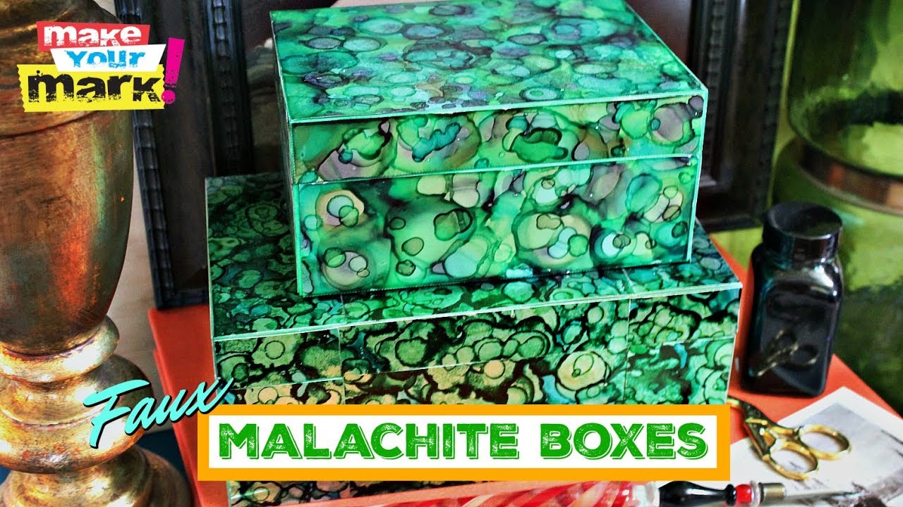 Faux Malachite with Alcohol Inks - YouTube