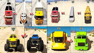 GTA 5 LONG MONSTER TRAIN vs TESLA SEMI TRUCK vs MERCEDES TRUCK - WHICH IS BEST?