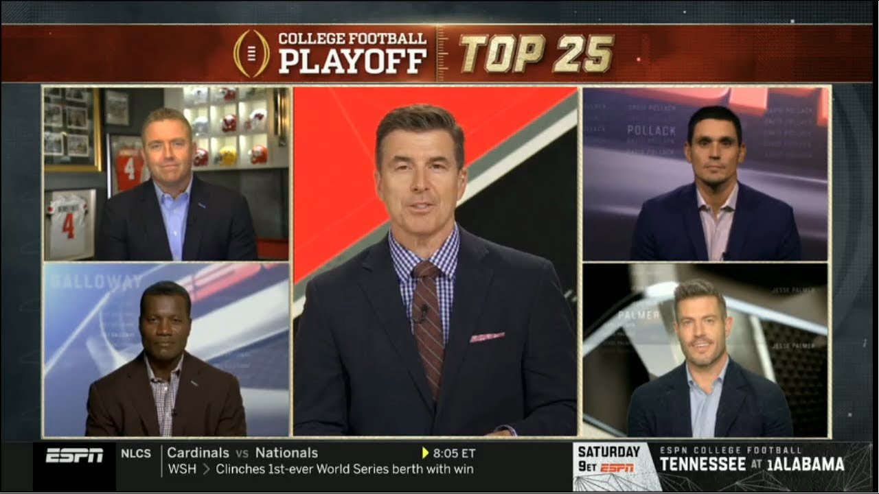 CFP Rankings Show College Football Playoff Top 25 Full Show on ESPN 10