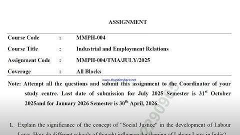 IGNOU MMPH - 004 Solved Assignment July 25 Jan 2026 PDF | MBA | Industrial and Employment Relations