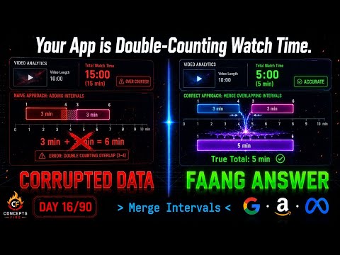 DSA Day 16/90: Stop Double-Counting Watch Time - Merge Intervals | Concepts Fire