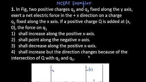 1. In Fig, two positive charges q2 and q3 fixed along the y axis, exert a net electric force in the