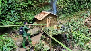 Building Complete Survival Bushcraft Shelter On High Cliff, Rebuild Start To Finish