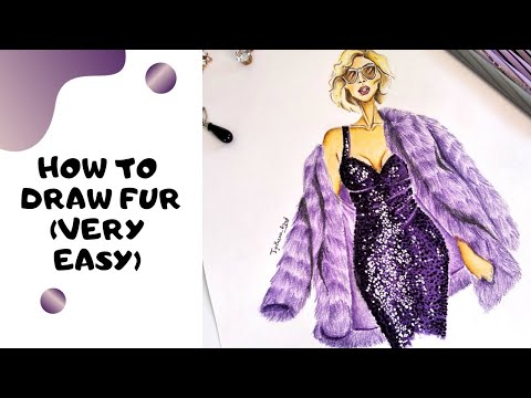 How To Draw Fur || Fur Fabric Rendering || Fashion Illustration