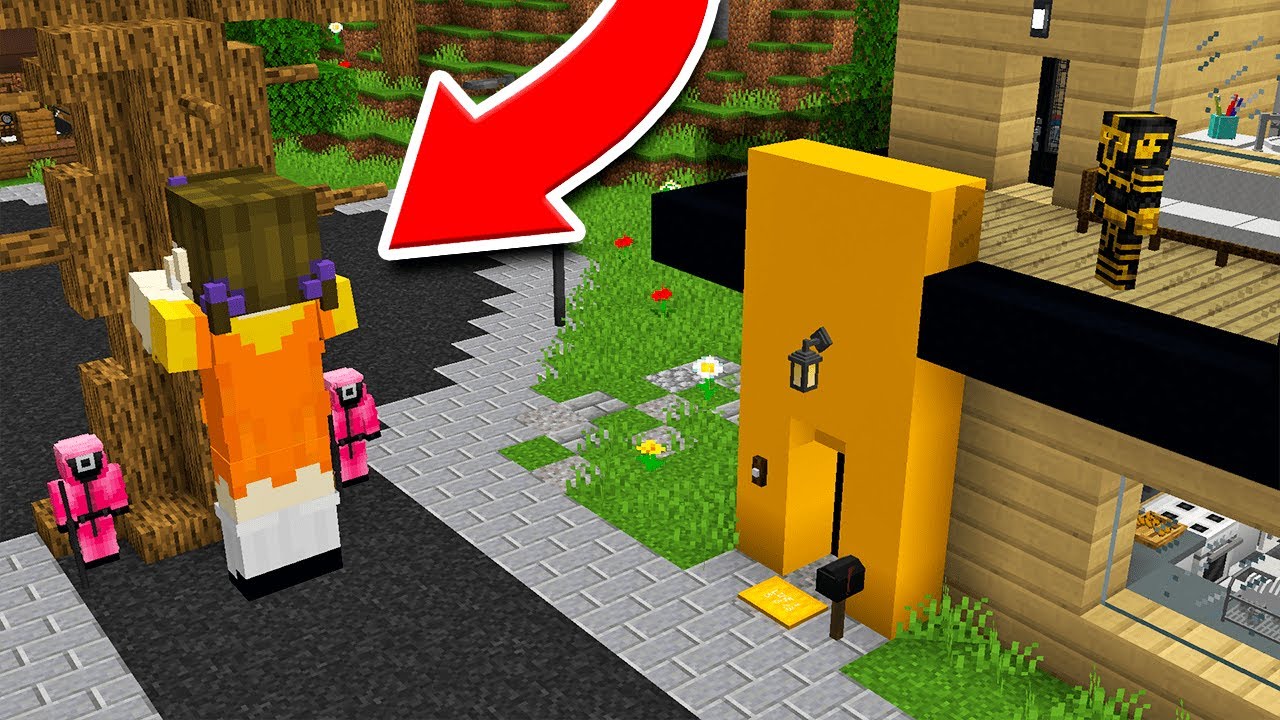 APARECE LA MUÑECA DEL JUEGO DEL CALAMAR EN MI CASA EN MINECRAFT 😱👧🏻
