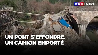 Effondrement spectaculaire d'un pont dans le Gard, un camion emporté