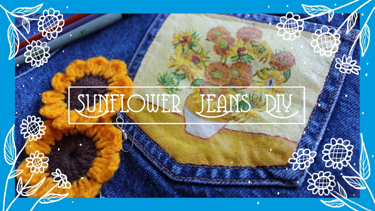🌻 Sunflower Jeans DIY 🌻 YouTube