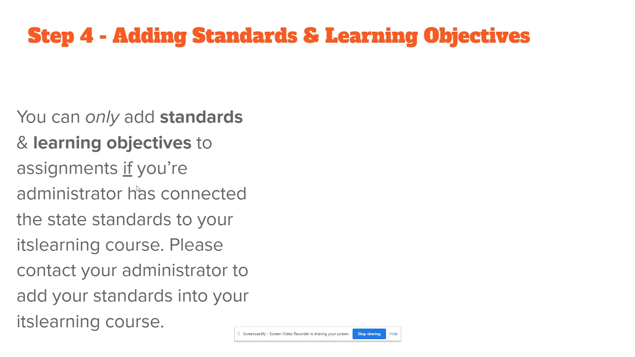 itslearning Assignments - Step 4 - Objectives & Standards - GEM - BCSC