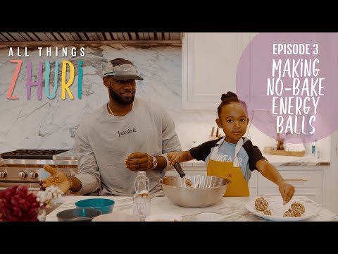 Zhuri-makes-no-bake-snack-recipe-with-her-dad,-LeBron-James!