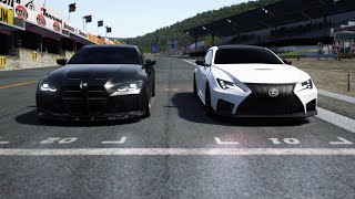 Lexus RC F 2020 vs BMW M4 Competition G82 2021 at Old SPA