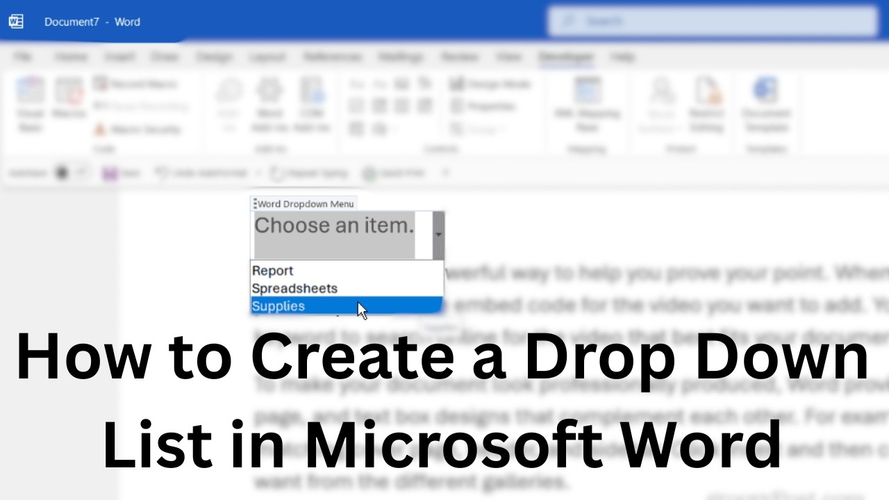 How to Create a Drop Down List in Microsoft Word - YouTube