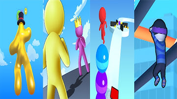 Blob Runner vs Giant Rush vs Stack Rider vs Roof Rails - Gameplay Walkthrough