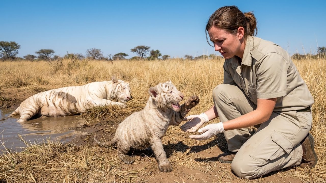Albino Tiger Cub Begs to Save His Pregnant Mother Stuck in Mud — What Happens Next Shocked Everyone