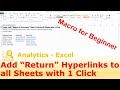 Add "Return" Links to all Sheets with 1 Click - Macro for Beginner