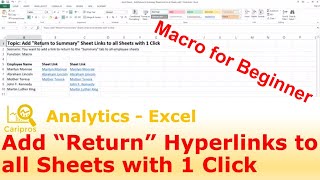 Add Return Links to all Sheets with 1 Click - Macro for Beginner