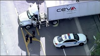 Woman pronounced dead after being struck by semi-truck in Miami