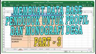 Membuat Data Base Penduduk - Profil Desa - Monografi Desa Part 3