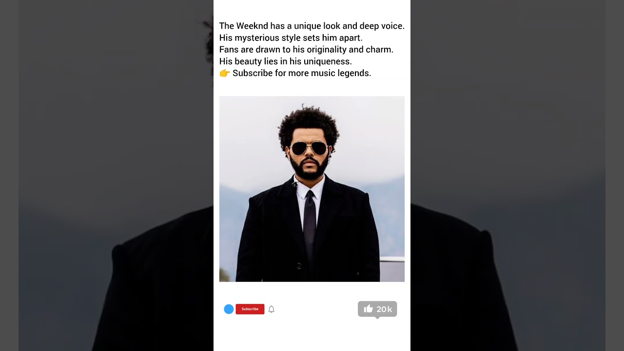 The Weeknd has a unique look and deep voice.His mysterious style sets him apart.Fans are drawn to hi