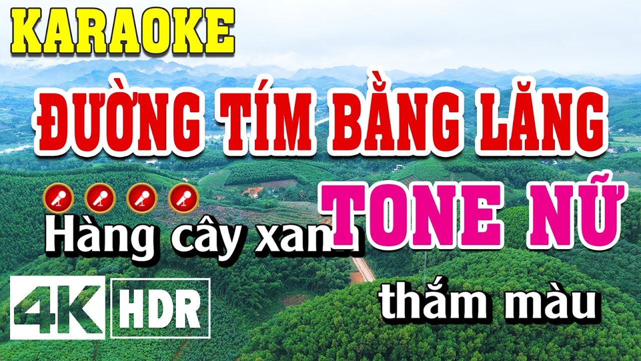 Đường Tím Bằng Lăng Karaoke Tone Nữ Beat Chuẩn | Đình Long Karaoke