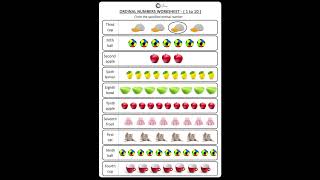 Ordinal numbers worksheets in class 1 #saazeduca #maths #shorts 😊👍