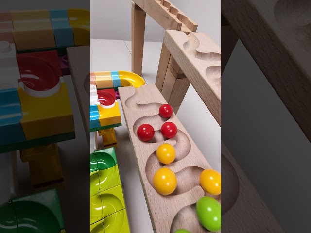 marble Run Race ASMR #276 Wooden Wave Course Colorful Marbles   #marblerun #marblerunrace #asmr
