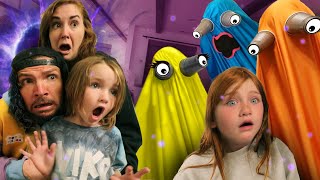 RAiNBOW GHOSTS 3 - new BABY ORANGE ghost!! Adley & Dad Save Mom then Escape the Purple Portal House