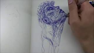 karalayarak yüz oluşturma / face illustration with scribble Resimi